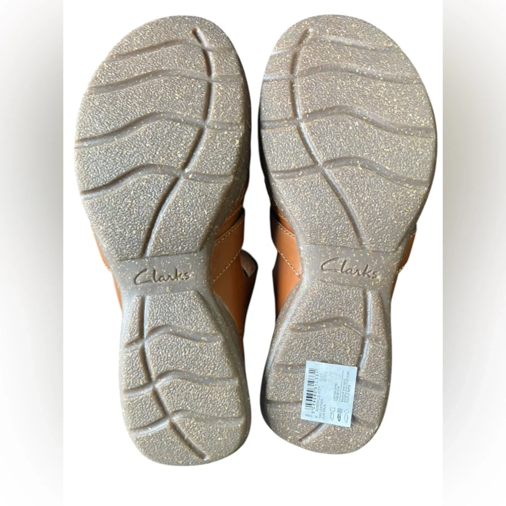 Clarks Women’s 7 1/2 Tan Roseville Step Mary Jane Flat Fisherman Travel Sandal - Picture 6 of 9